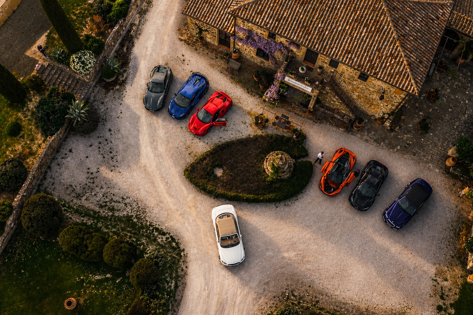 Supercars at the Tuscan estate